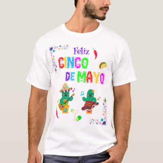 T-shirt Colorful Festive Cinco de Mayo 2025 Dancing Cactus