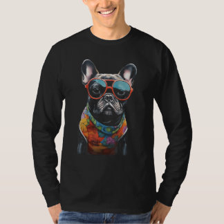 T-shirt Colorful Frenchbulldog Wearing Sunglasees Graphic 