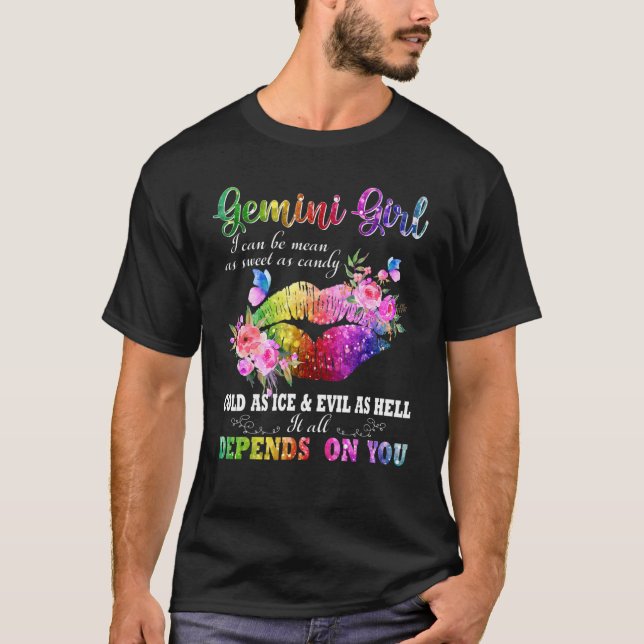 T-shirt Colorful Gemini Girl (Devant)