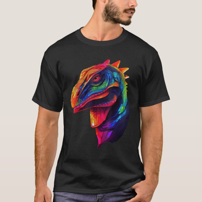 T-shirt Colorful Geometric Komodo Dragons Lizard Pop Anima (Devant)