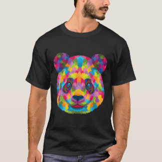 T-shirt Colorful Geometric Panda Head Animal Bear