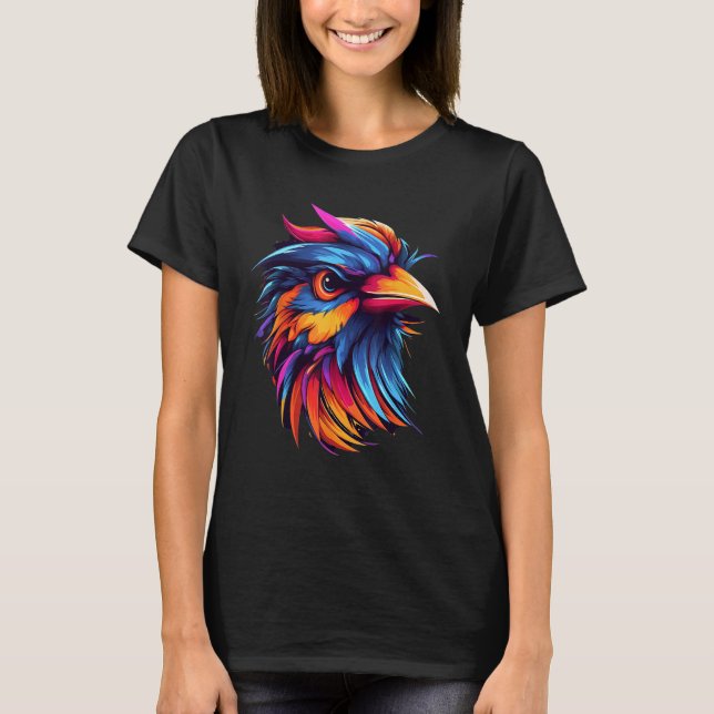 T-shirt Colorful Geometric Rainbow Sparrow Bird Pop Animal (Devant)