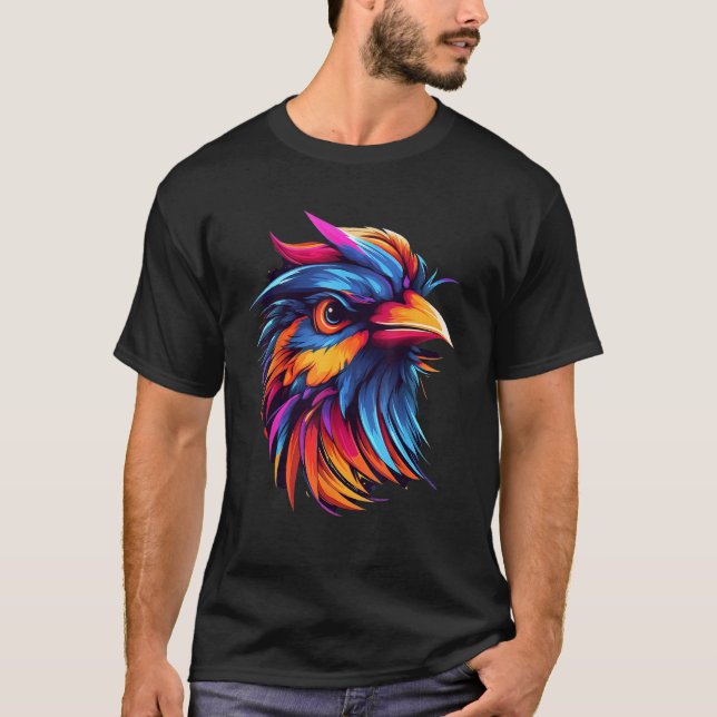 T-shirt Colorful Geometric Rainbow Sparrow Bird Pop Animal (Devant)