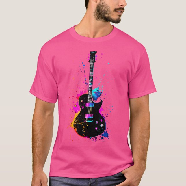 T-shirt Colorful Guitarist Guitar Music Lover (Devant)