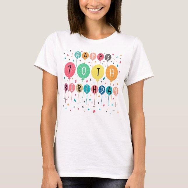 T-shirt Colorful Happy 70e anniversaire (Devant)