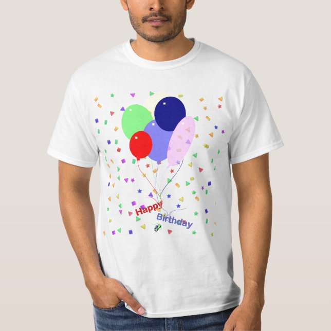 T-shirt Colorful Happy Birthday Balloons (Devant)