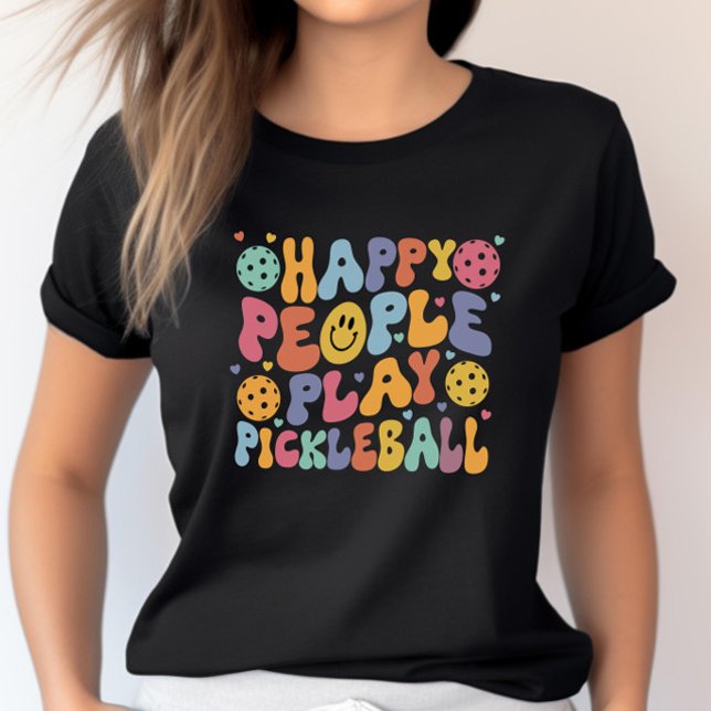 T-shirt Colorful Happy People Jouer Pickleball (Créateur téléchargé)