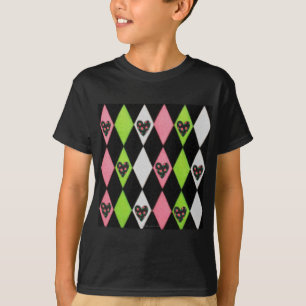 T-shirt Colorful harlequin Print with Rose Hearts