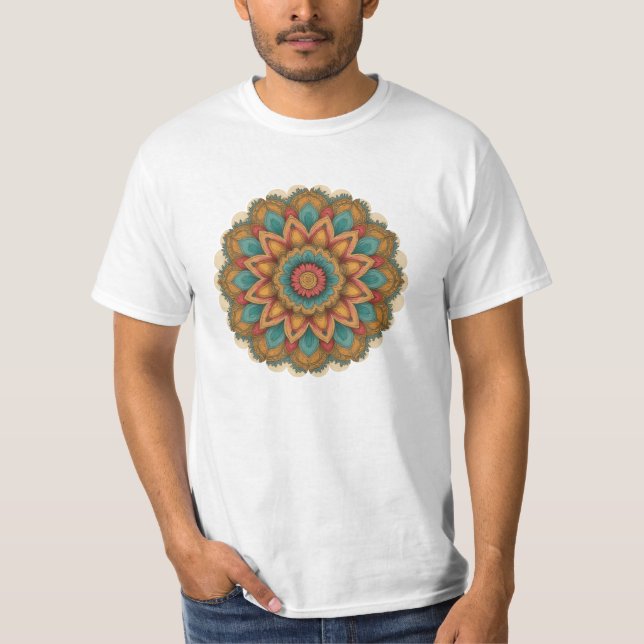 T-shirt Colorful Mandala Floral Boho Art (Devant)