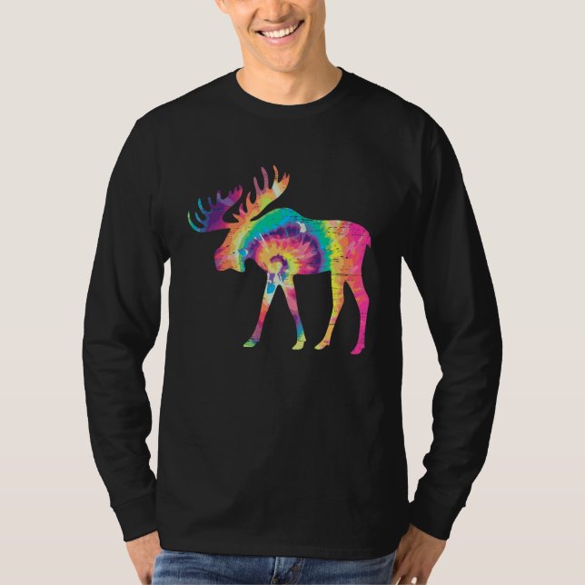T-shirt Colorful Moose Alaska Specie Wild Animal Hunting (Devant)