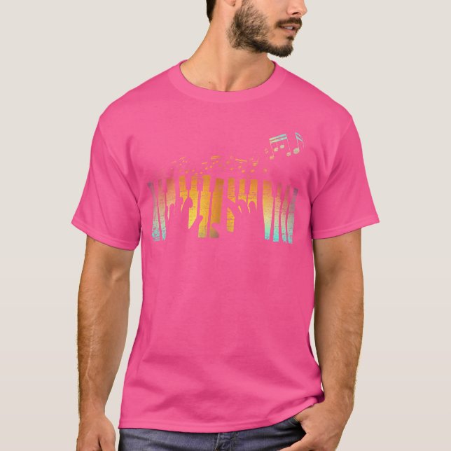 T-shirt Colorful Musical Instrument Pianist Keyboard Music (Devant)