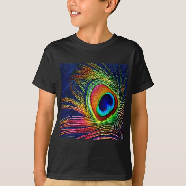 T-shirt Colorful Peacock Feather (Devant)