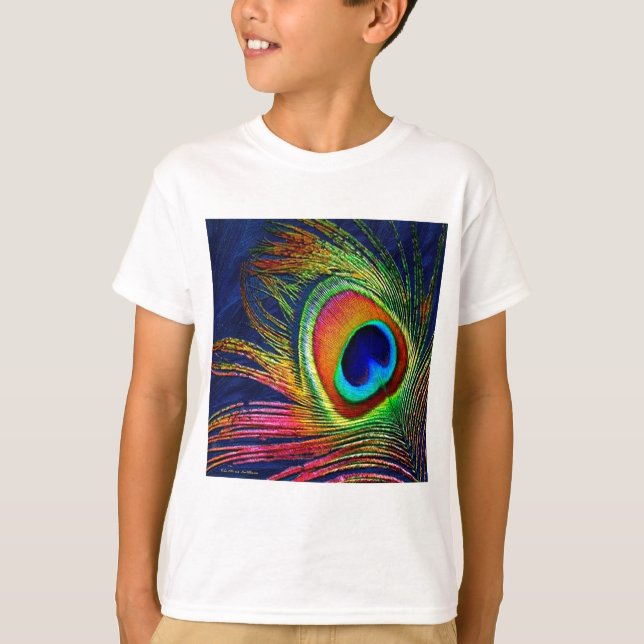 T-shirt Colorful Peacock Feather (Devant)