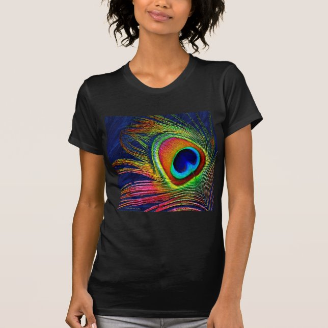 T-shirt Colorful Peacock Feather (Devant)
