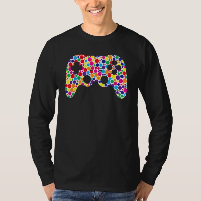 T-shirt Colorful Polka Dot Game Controller International D (Devant)
