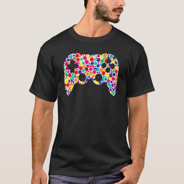 T-shirt Colorful Polka Dot Game Controller International D (Devant)