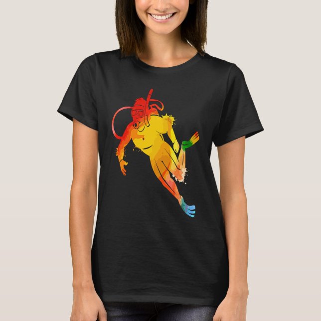 T-shirt Colorful Pop Portrait Scuba Diving (Devant)