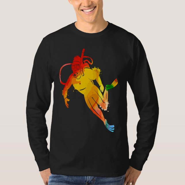 T-shirt Colorful Pop Portrait Scuba Diving (Devant)