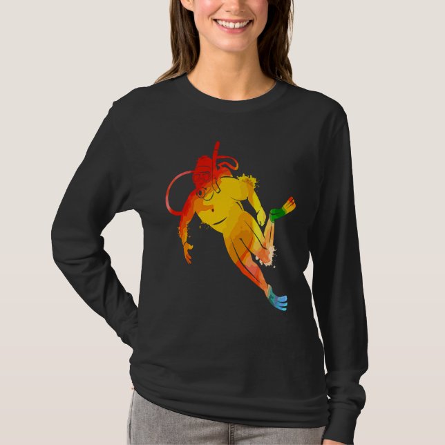 T-shirt Colorful Pop Portrait Scuba Diving (Devant)