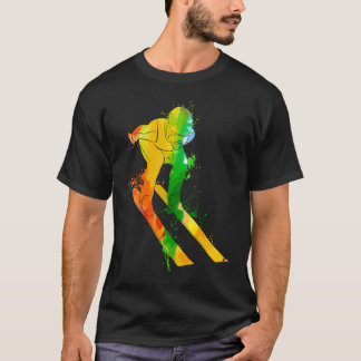T-shirt Colorful Pop Portrait Winter Sport Ski Jumping