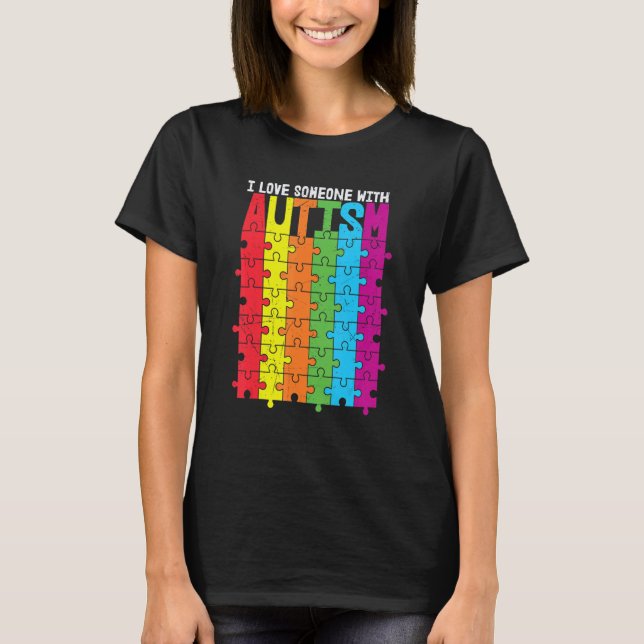 T-shirt colorful puzzle pieces Autism Awareness love (Devant)