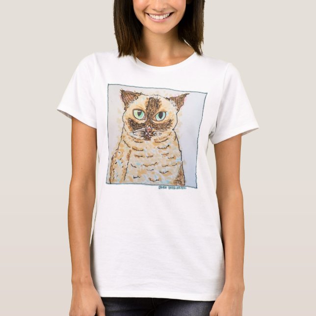 T-shirt Colorful Quirky Cat Portrait (Devant)