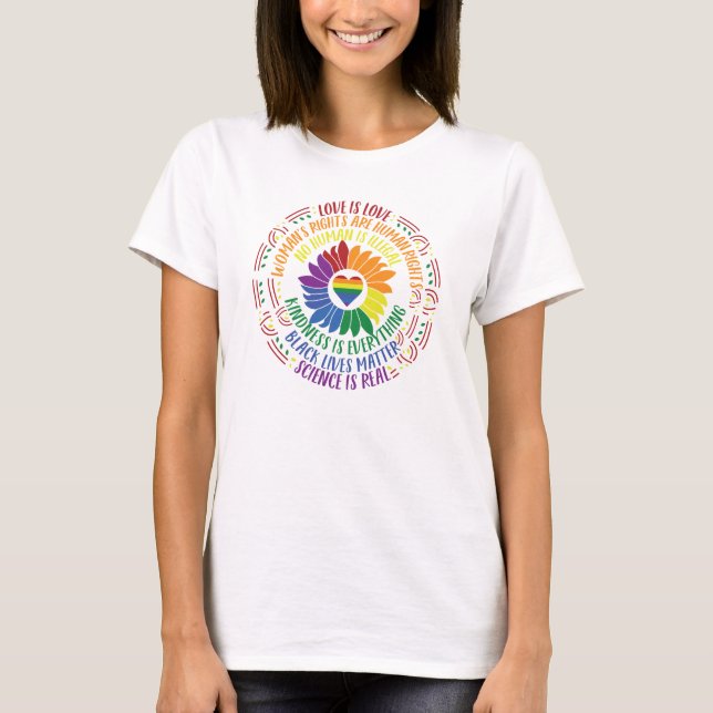 T-shirt Colorful Social Justice Flower Word (Devant)