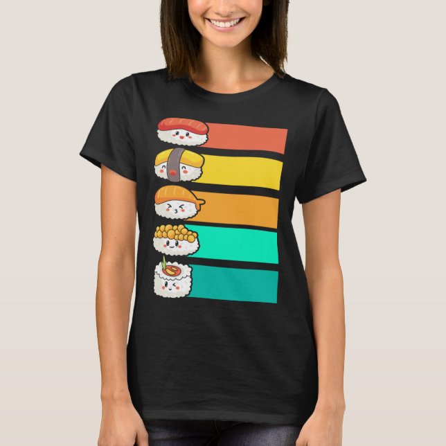 T-shirt Colorful Sushi Japanese Food Sashimi (Devant)
