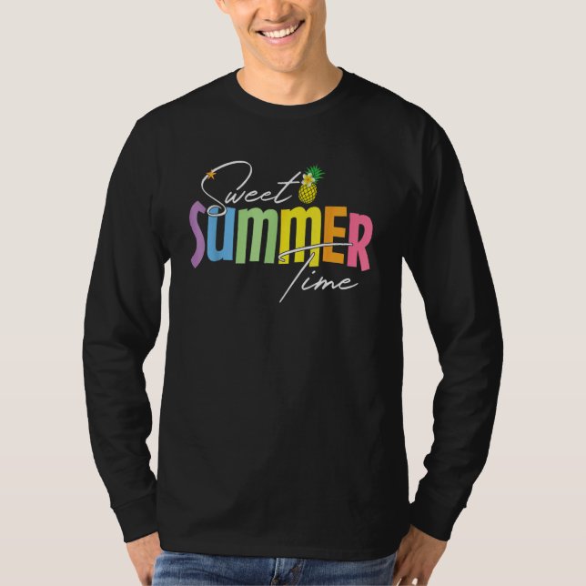 T-shirt Colorful Sweet Summer Time Graphic  Pineapple Vaca (Devant)