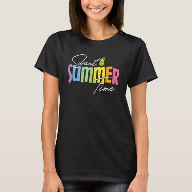 T-shirt Colorful Sweet Summer Time Nice Graphic Pineapple  (Devant)