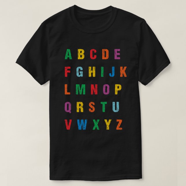 T-shirt Colorful Uppercase Letters apprend l'alphabet ABCs (Design devant)