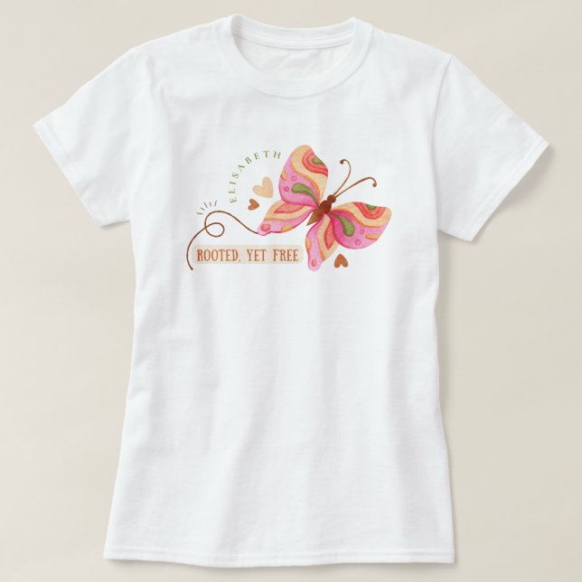 T-shirt Colorful Watercolor butterfly motivational boho  (Design devant)