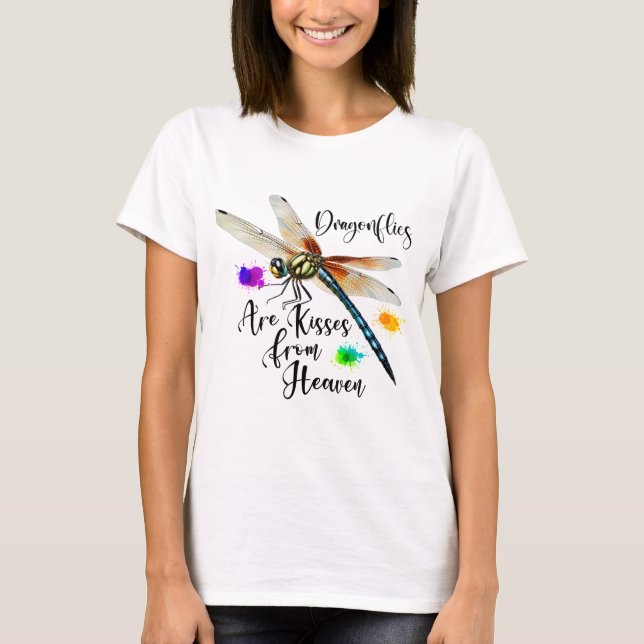 T-SHIRT COLORFUL WATERCOLOR DRAGONFLY & INSPIRATION (Devant)