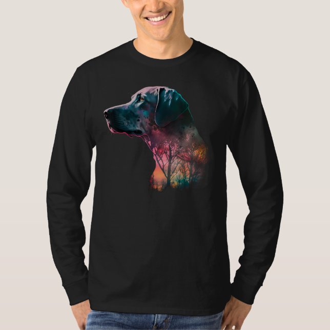 T-shirt Colorful Wilderness Nature Weimaraner Reflection (Devant)