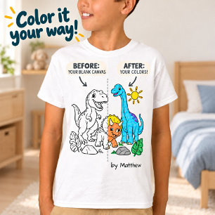 T-shirt Coloriez Votre Propre Dinosaure Enfant Nom Coloria