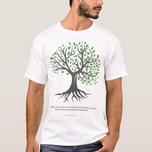 T-shirt Colossiens 2:7 - Enracinés et construits (Devant)