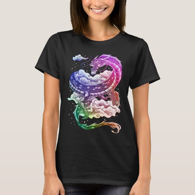 T-shirt Coloured Japanese tradition dragon (Devant)