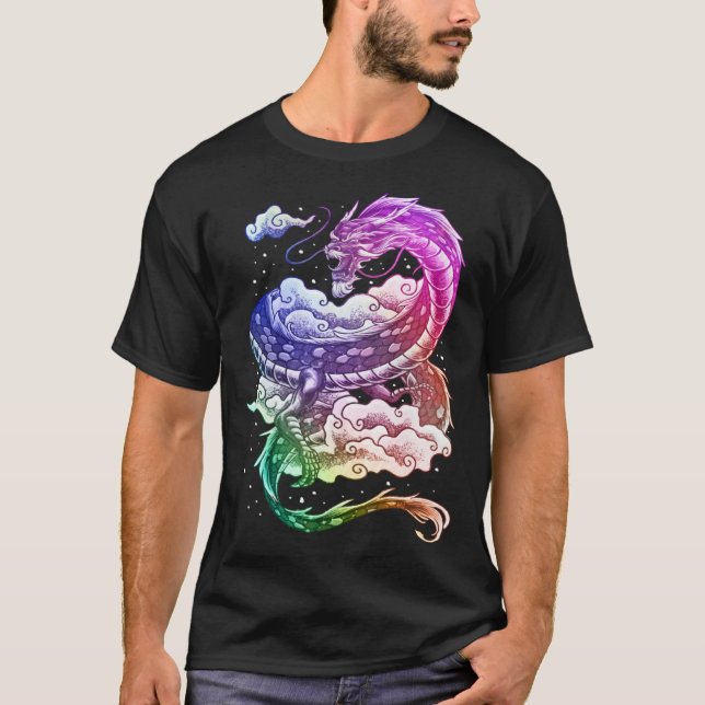 T-shirt Coloured Japanese tradition dragon (Devant)