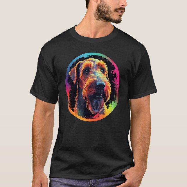 T-shirt Colourful Airedale Terrier Dog Dad Mom Graffity (Devant)