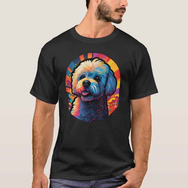 T-shirt Colourful Bichon Frise Dog Dad Mom Graffity (Devant)