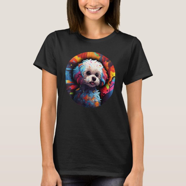 T-shirt Colourful Bichon Frise Dog Dad Mom Graffity 1 (Devant)