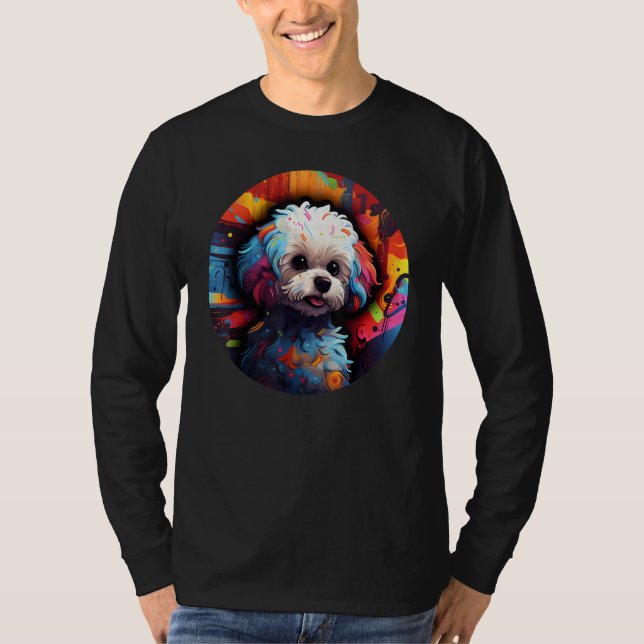 T-shirt Colourful Bichon Frise Dog Dad Mom Graffity 1 (Devant)