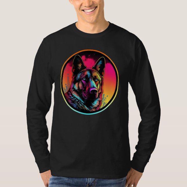 T-shirt Colourful German Shepherd Dog Dad Mom Graffity (Devant)