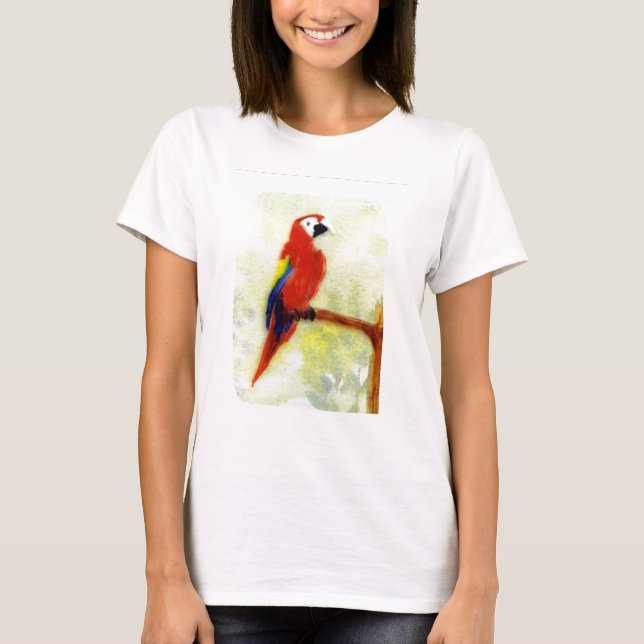 T-shirt Colourful Macaw Bird Painting (Devant)