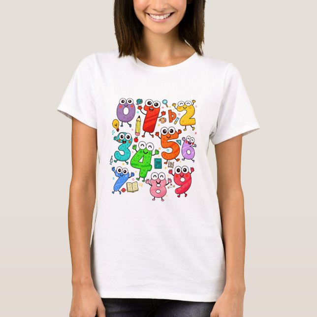 T-shirt Colourful Numbers Maths T Shirt for Kids and Schoo (Devant)