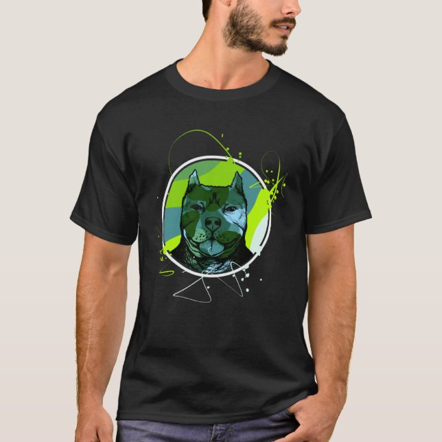 T-shirt Colourful Pitbull Terrier Dog Love Dad Mum Boy Gir (Devant)