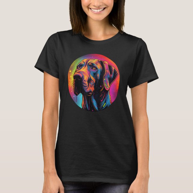 T-shirt Colourful Rhodesian Ridgeback Dog Dad Mom Graffity (Devant)