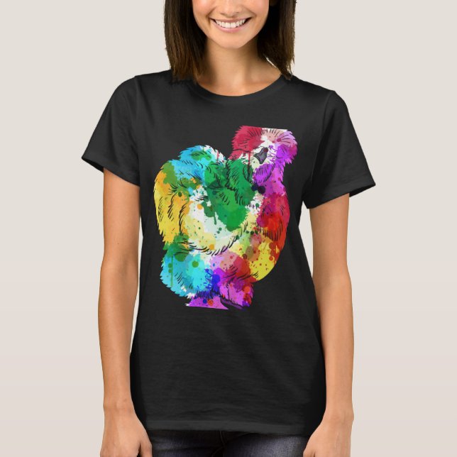 T-shirt Colourful Silk Chicken Fan Animal (Devant)