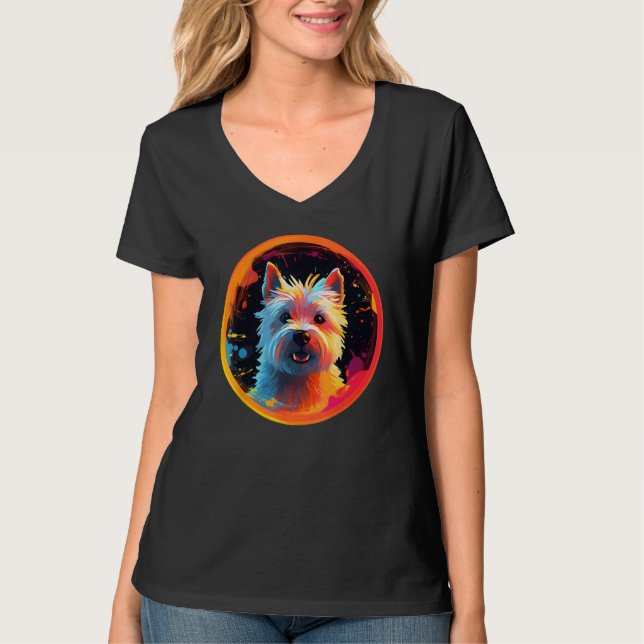 T-shirt Colourful West Highland White Terrier Dog Dad Mom  (Devant)