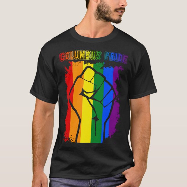 T-shirt Columbus LGBT Pride Month LGBTQ Rainbow Flag (Devant)